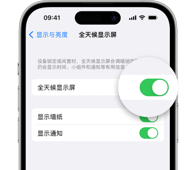 郴州苹果15预约维修分享iPhone15如何设置全天候显示屏幕可见 